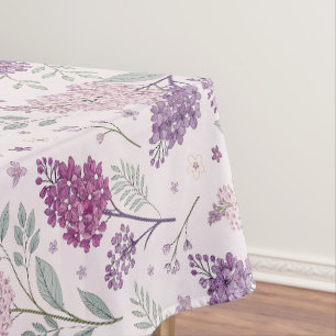 Soft Pink and Purple Lilac Floral Pattern Tablecloth