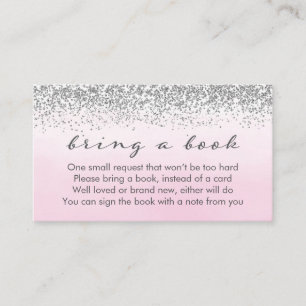 Soft Pink and Silver Baby Shower Book Request Card