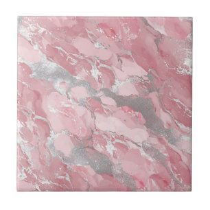 Soft Pink and Silver Marble-Like Pattern Tile