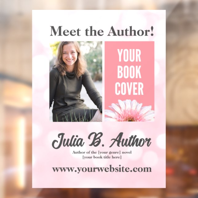 Soft Pink and White Custom Author Book Signing  Window Cling (Sheet 2)