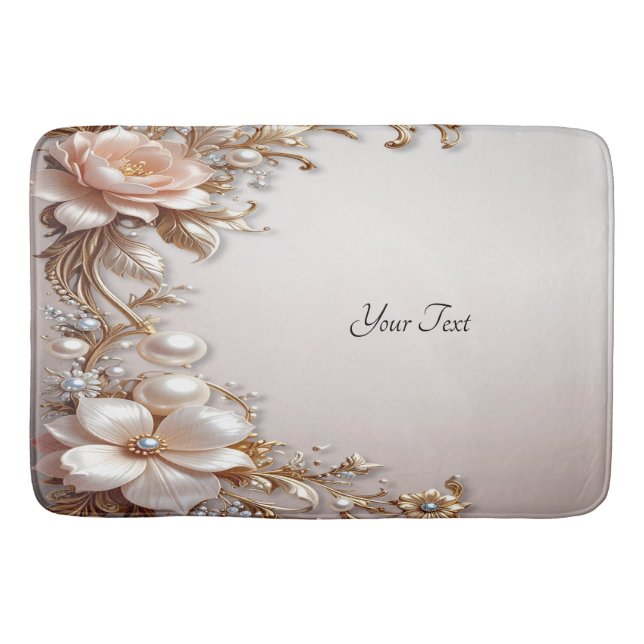 Soft Pink and White Flowers Bath Mat (Front)