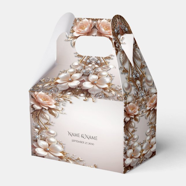 Soft Pink and White Flowers Favour Box (Front Side)