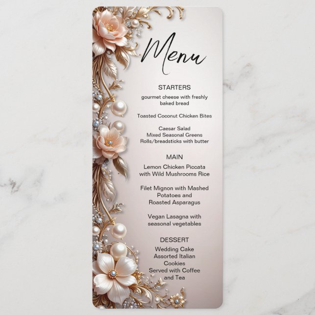 Soft Pink and White Flowers Menu (Front)