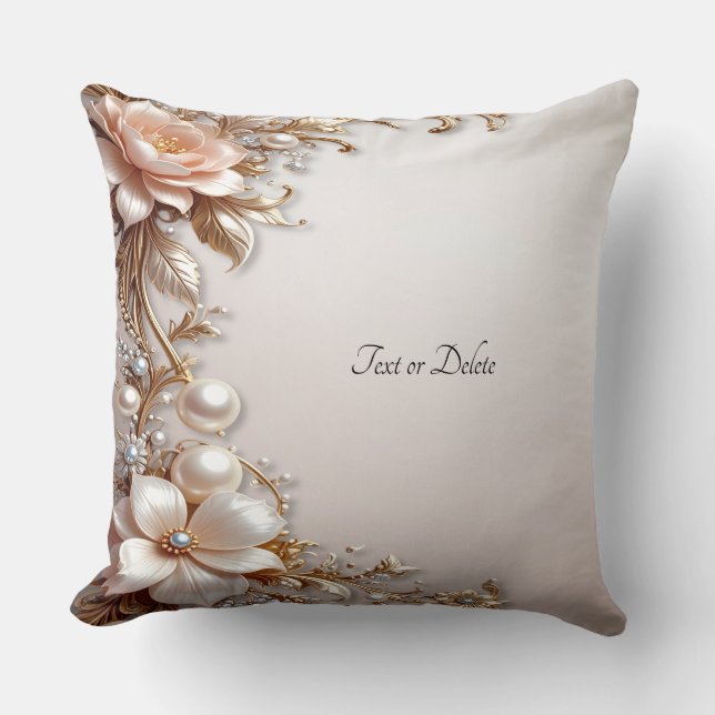 Soft Pink and White Flowers Throw Pillow (Front)