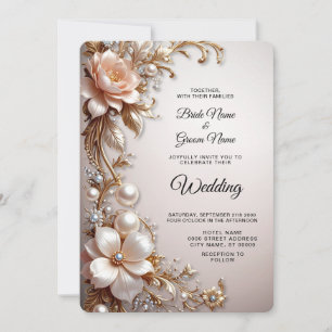 Soft Pink and White Flowers Wedding Invitation
