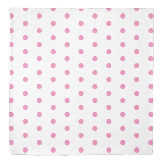 Soft Pink and White Polka Dot Reversible Duvet Cover (Front)