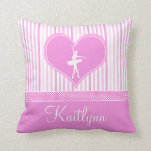 Soft Pink and White Stripes w/ Polka Dots Dancer Throw Pillow