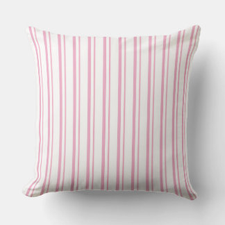 Soft Pink and White strips Throw Pillow