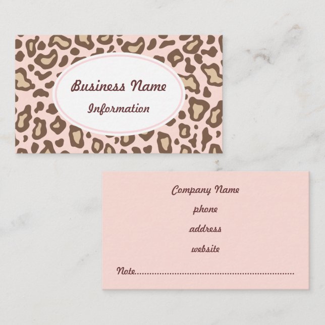Soft Pink Animal Print Business Card (Front/Back)