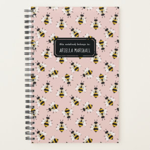 Soft Pink Bee Pattern Custom Name Planner