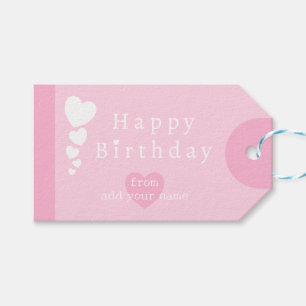 Soft Pink Birthday Hearts Gift Tags