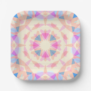 Soft Pink Blue Magic Star Birthday Rainbow Decor Paper Plate