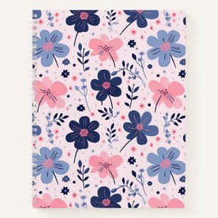 Soft Pink Blue Wildflower Meadow Aesthetic Notebook