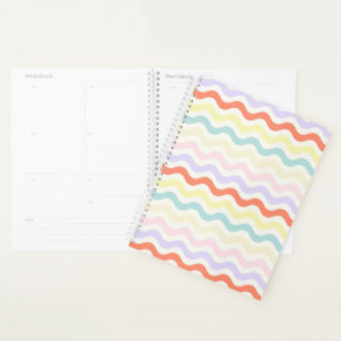 Soft Pink Blue Yellow Wavy Stripes Aesthetic Nurse Planner