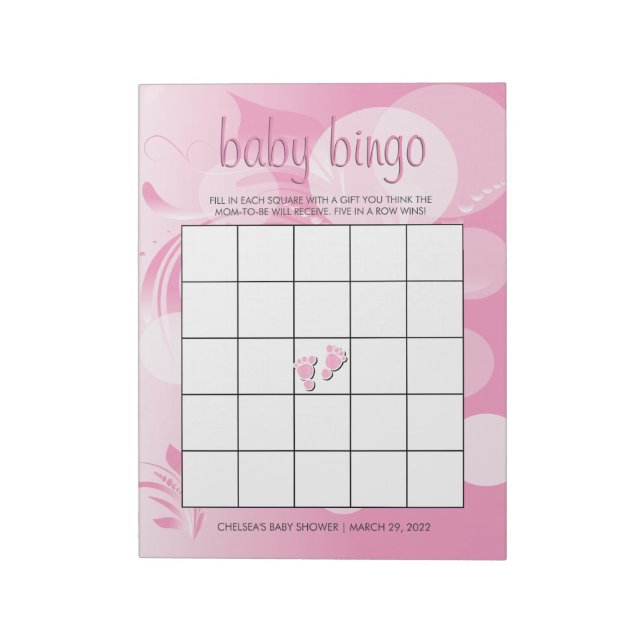 Soft Pink Bokeh Florid | Baby Girl Shower Notepad (Rotated)