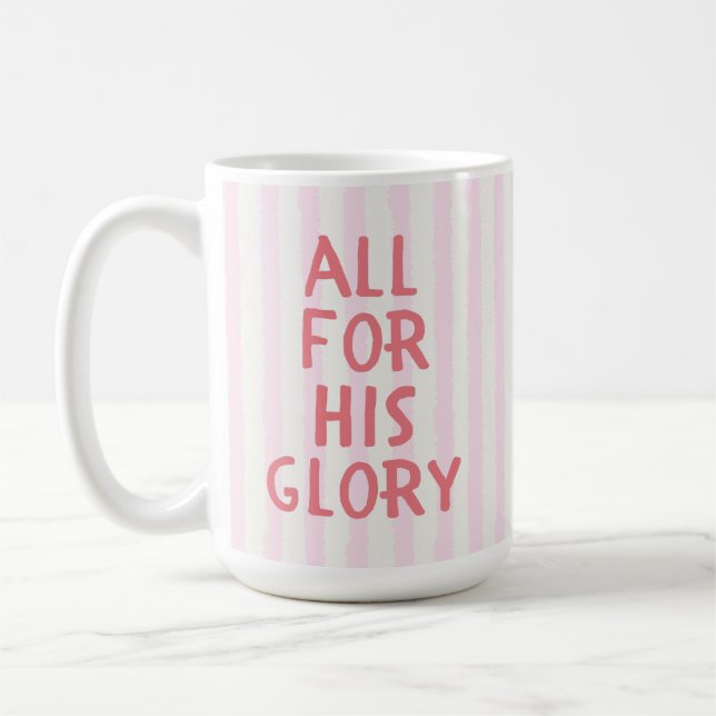 Soft Pink Bold Script Christian Faith Statement Coffee Mug (Left)