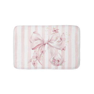 Soft Pink Bow with Butterflies  Bath Mat