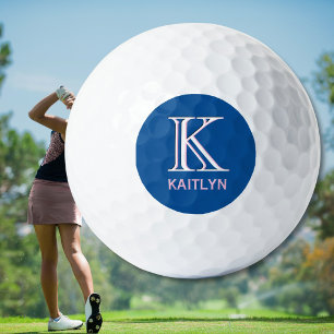 Soft Pink Bright Blue Golf Gal 3-Layers Monogram  Balls