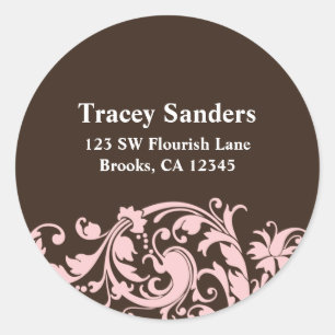 Soft Pink & Brown Swirl Custom Address Label