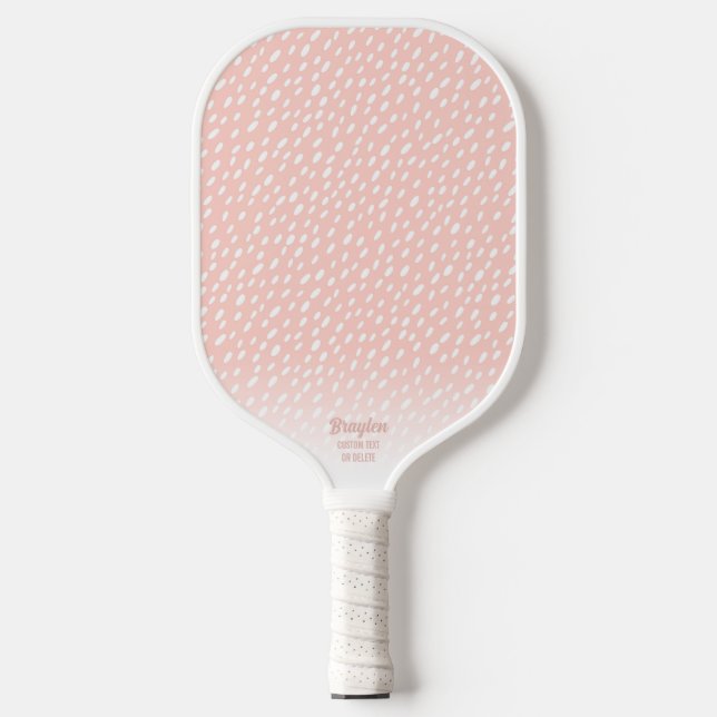 Soft Pink Brush Polka Dot Pattern Custom Text Cool Pickleball Paddle (Front)