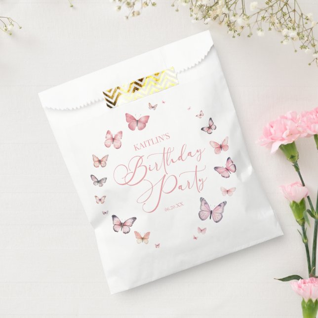Soft Pink Butterfly Birthday Party Favour Bag (Sealed)