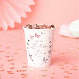 Soft Pink Butterfly Birthday Party Paper Cups