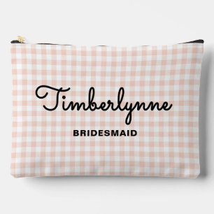 Soft Pink Chequered Bridesmaid Proposal Accessory Pouch