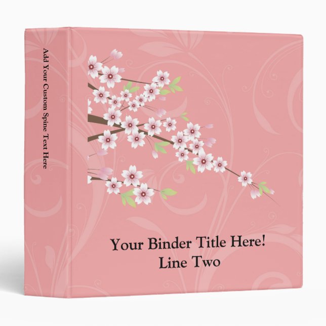 Soft Pink Cherry Blossom Binder (Front/Spine)