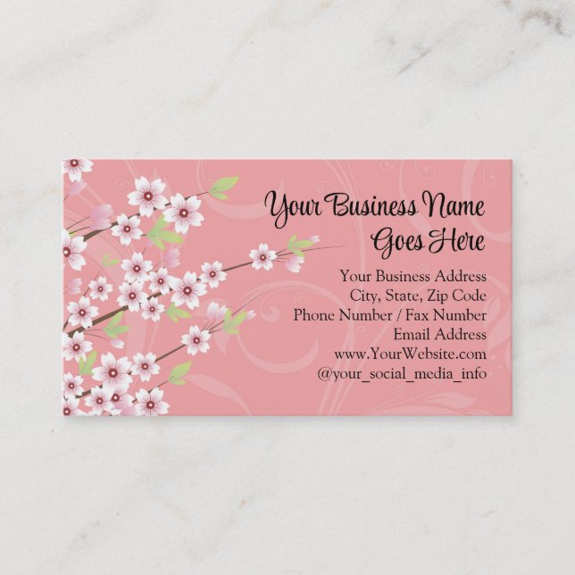 Soft Pink Cherry Blossom Business Card (Front)