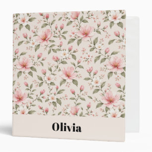 Soft Pink Cherry Blossom Floral Seamless Pattern Binder