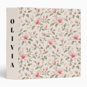 Soft Pink Cherry Blossom Floral Seamless Pattern Binder