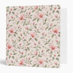 Soft Pink Cherry Blossom Floral Seamless Pattern Binder