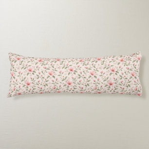Soft Pink Cherry Blossom Floral Seamless Pattern Body Pillow