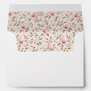 Soft Pink Cherry Blossom Floral Seamless Pattern Envelope