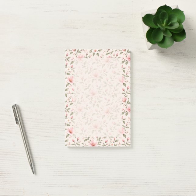Soft Pink Cherry Blossom Floral Seamless Pattern Post-it Notes (Office)