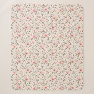 Soft Pink Cherry Blossom Floral Seamless Pattern Sherpa Blanket