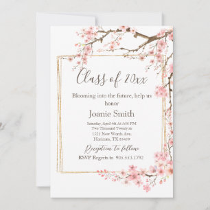Soft Pink Cherry Blossom Graduation Invitation