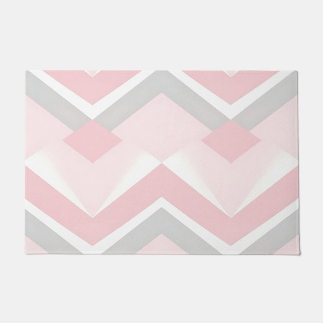 Soft Pink Chevron Geometric Doormat (Front)