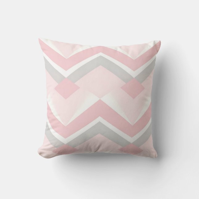 Soft Pink Chevron Geometric Throw Pillow (Front)