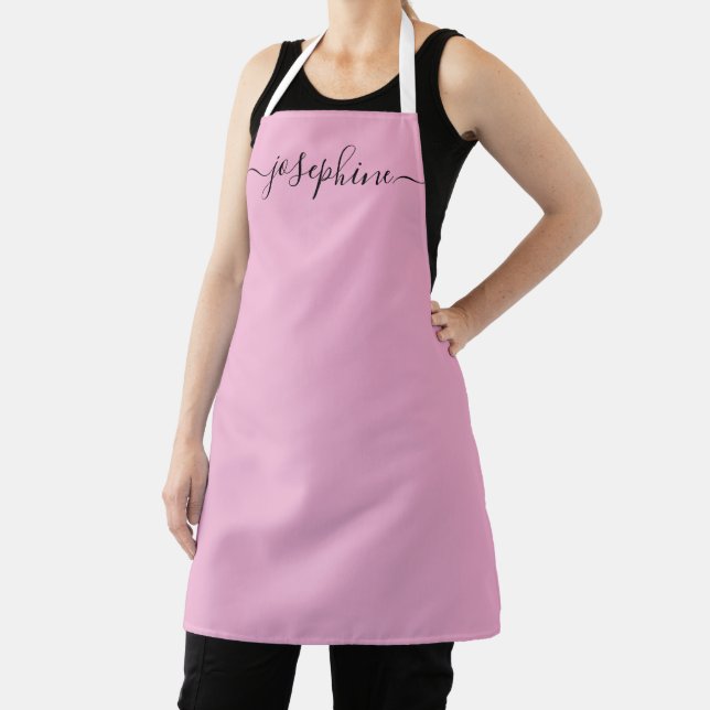 Soft Pink Chic Elegant script Name Gift Apron (Insitu)