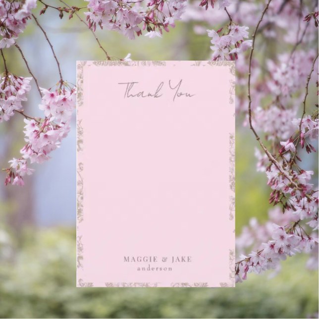 Soft Pink Chinoiserie Elegant Wedding Thank You (Creator Uploaded)