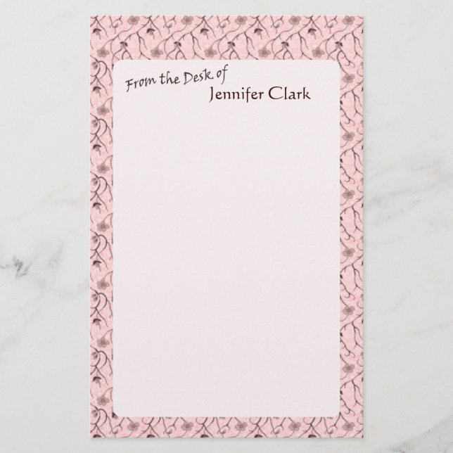 Soft Pink Custom Personalized Stationery (Front)