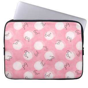 Soft Pink Cute Pattern – Minimal Aesthetic Polka Laptop Sleeve