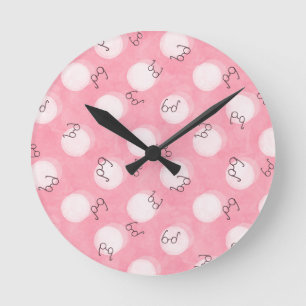 Soft Pink Cute Pattern – Minimal Aesthetic Polka Round Clock