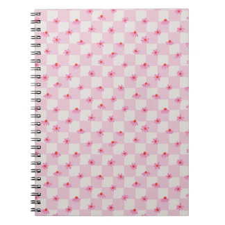 Soft Pink Daisy Checkerboard Floral Pattern Notebook