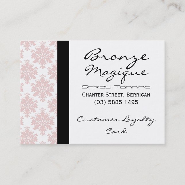 Soft Pink Damask Business Client Loyalty Cartes (Devant)