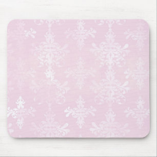soft pink distressed damask pattern mouse pad