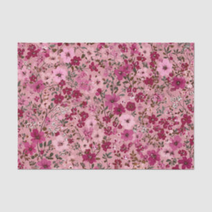 Soft Pink Ditsy Pastel Boho 70s Vintage Floral Tissue Paper