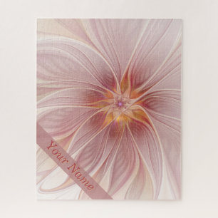 Soft Pink Dream Abstract Fractal Art Flower Name Jigsaw Puzzle