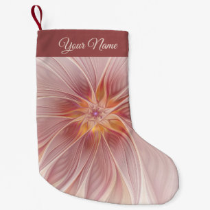Soft Pink Dream Abstract Fractal Art Flower Name Small Christmas Stocking